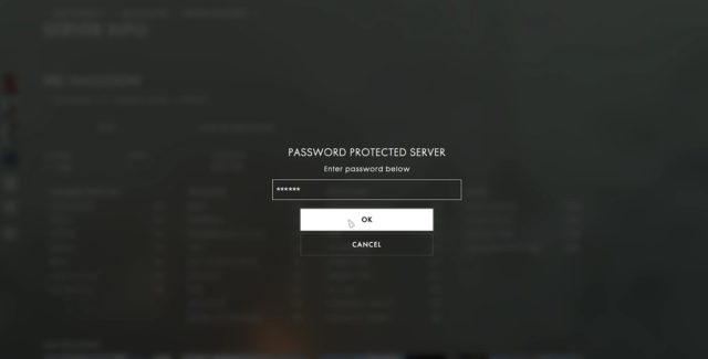 Battlefield 1 Passwortschutz für Gameserver wird getestet.